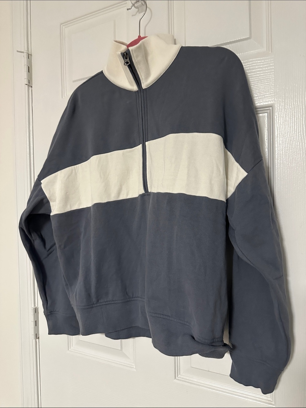 Faherty High Standard Fleece Quarter Zip - Blue Coast Stripe, Size Large/L